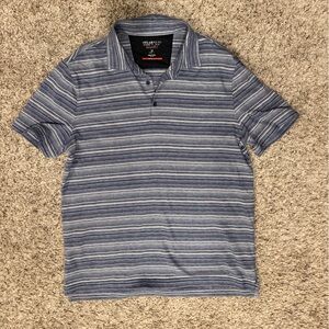 Kenneth Cole Navy and Light Blue Striped Polo